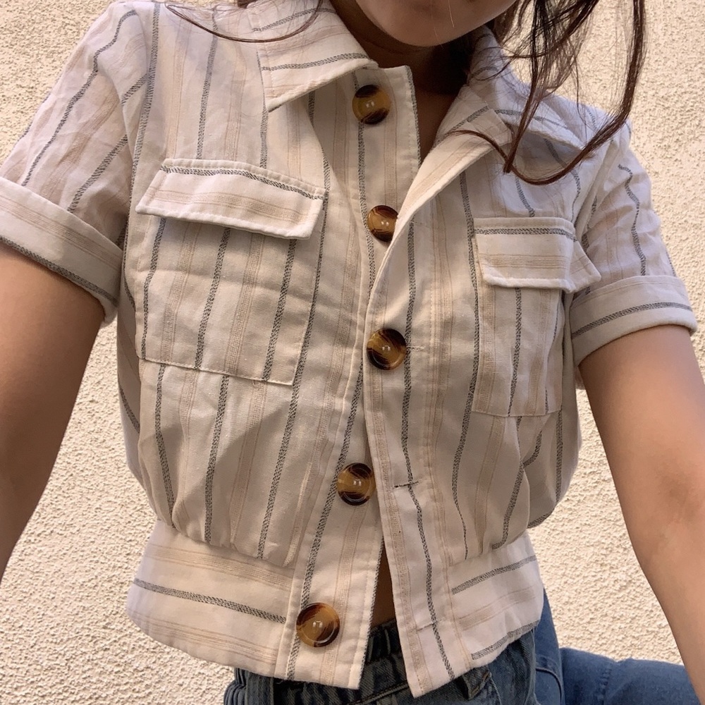 cropped button down shirt